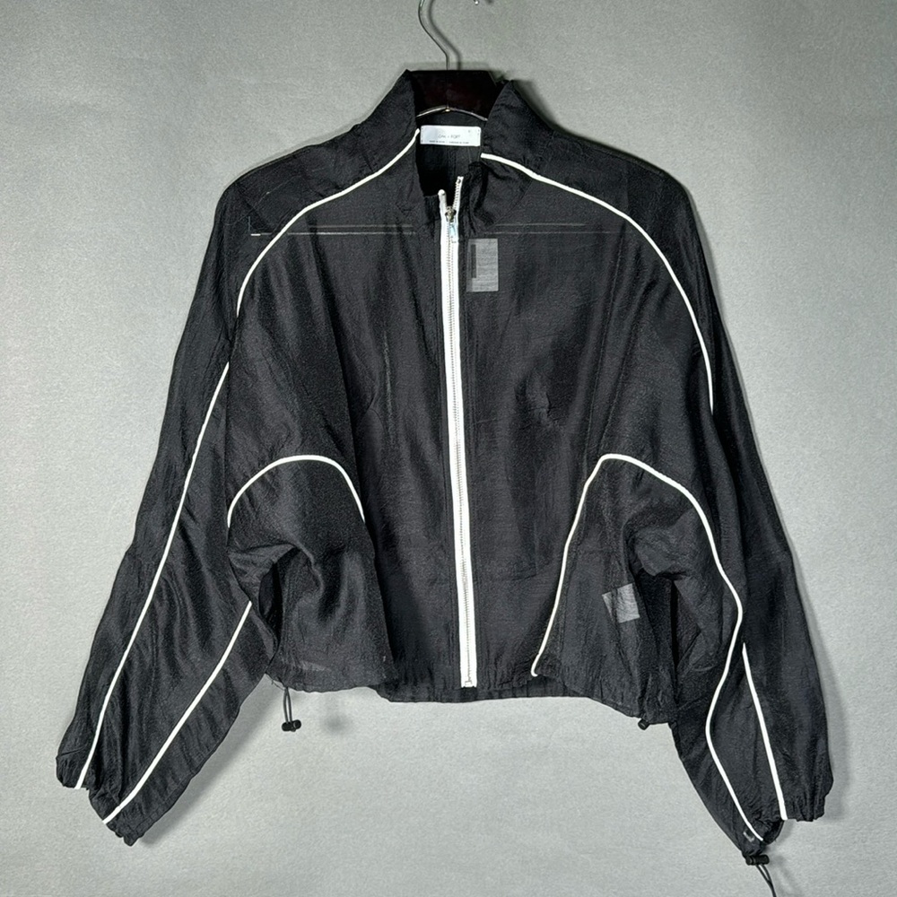 Oak & Fort, fine mesh jacket, blk w. wht accent. NWT, summer athletic, size SM
